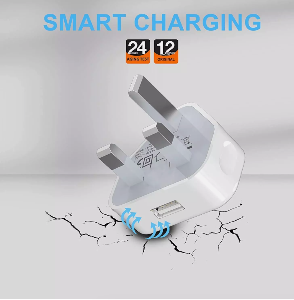 USB Port Fast Charger Adaptor UK Mains Wall 3 Pin Plug for Phone Tablet