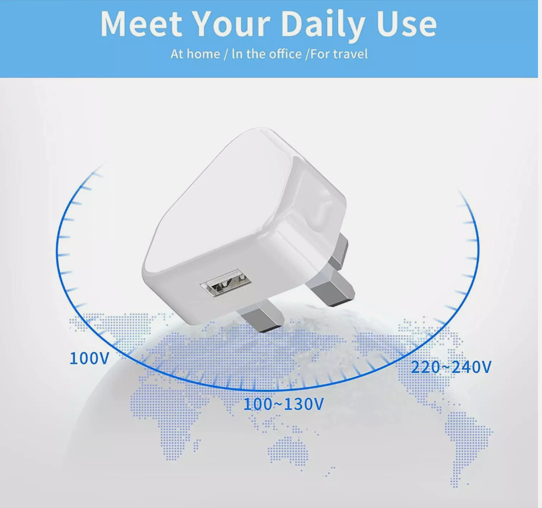 USB Port Fast Charger Adaptor UK Mains Wall 3 Pin Plug for Phone Tablet