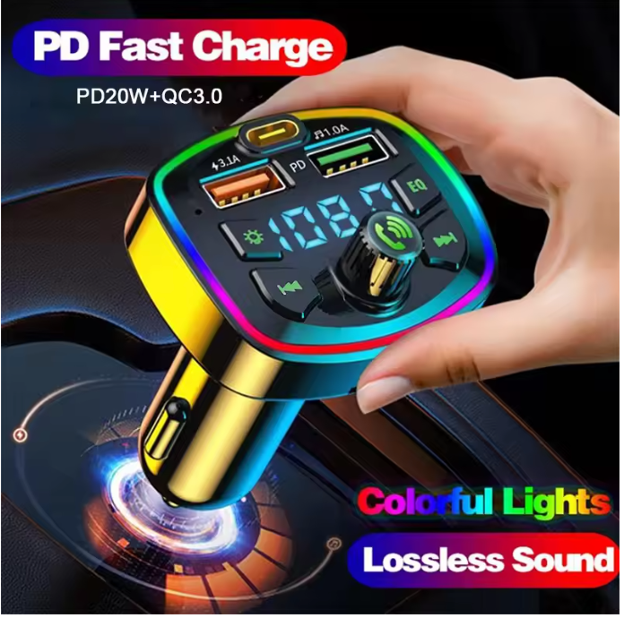 Car Bluetooth 5.0 FM Transmitter Wireless Adapter Mic Audio Receiver Auto MP3 Player 2.1A Dual USB Fast Charger Car Accessories