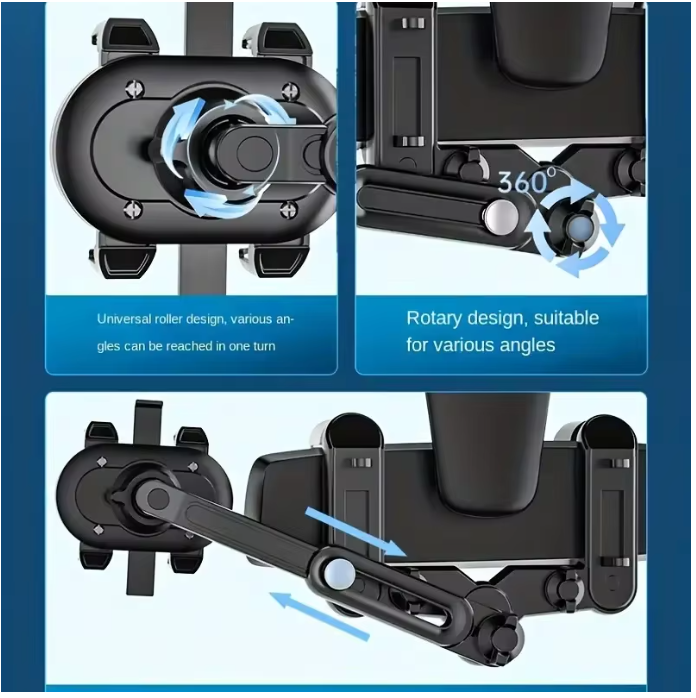 360° Rotating Car Rearview Mirror Phone Holder - Perfect for Kids and Adults - Compatible with Phones and GPS Devices