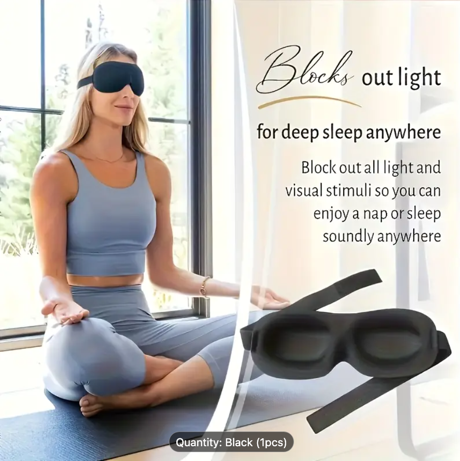 3D Sleep Mask with Black Shade for Eye Protection and Breathability – Essential Travel Accessory