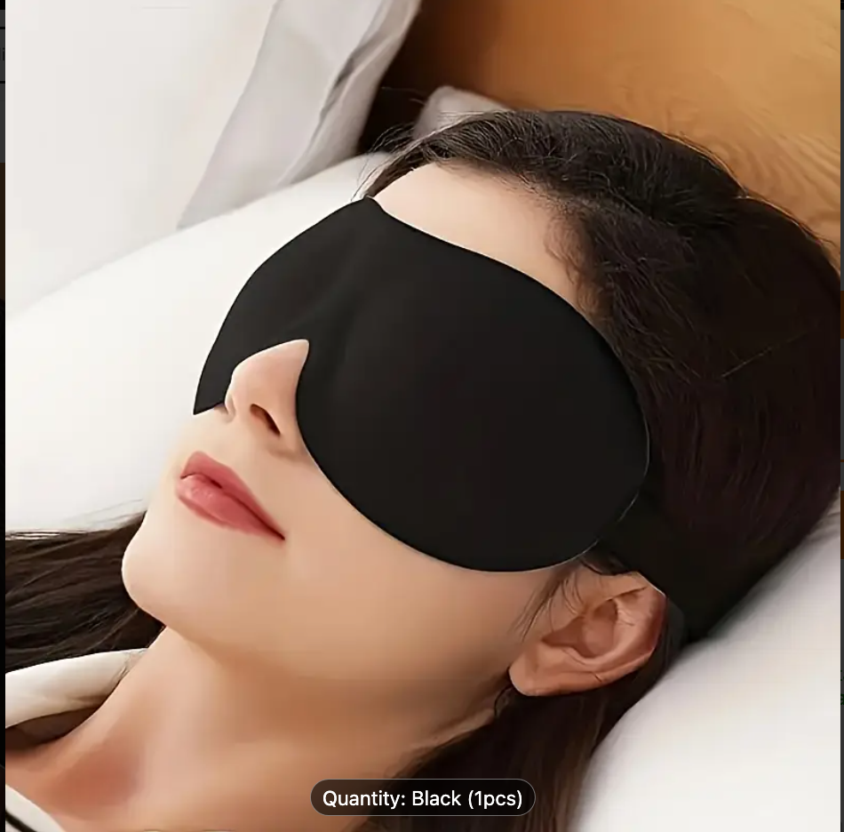 3D Sleep Mask with Black Shade for Eye Protection and Breathability – Essential Travel Accessory