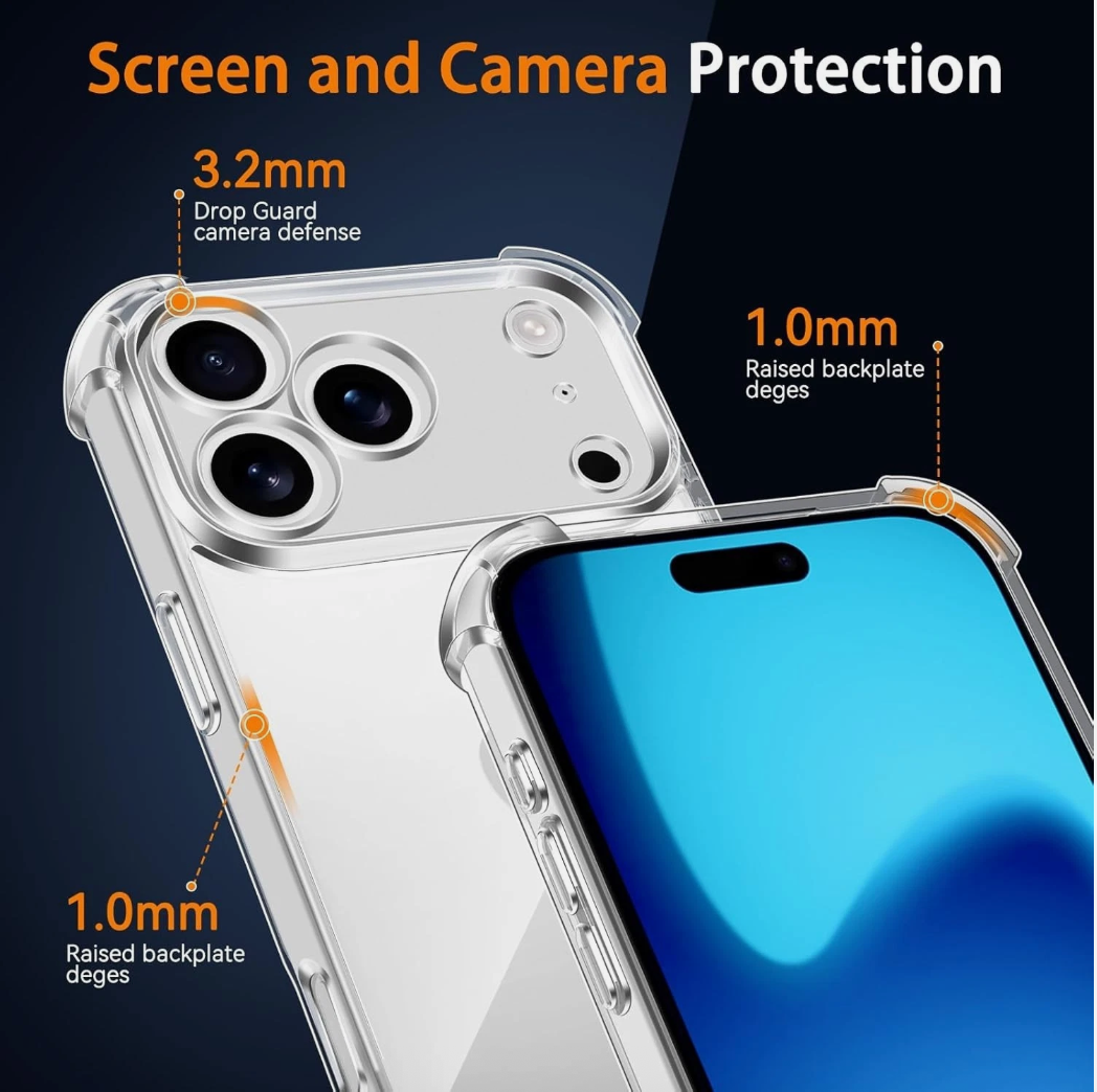 Transparent Clear Case Cover for 17 | 17 Air | 17 Pro | 17 Pro Max – Shockproof, Slim & Scratch-Resistant