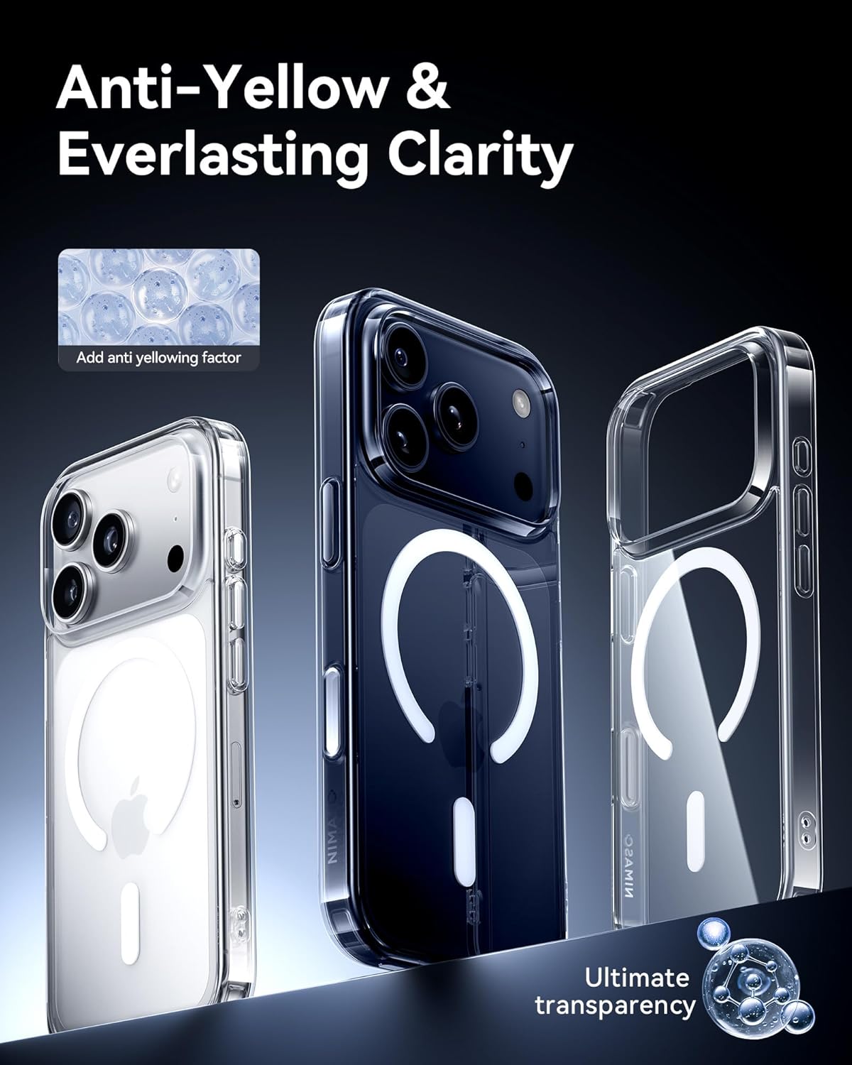 Magnetic Transparent Case for iPhone 17 / 17 Air / 17 Pro / 17 Pro Max – Slim Fit, Shockproof & Wireless Charging Compatible