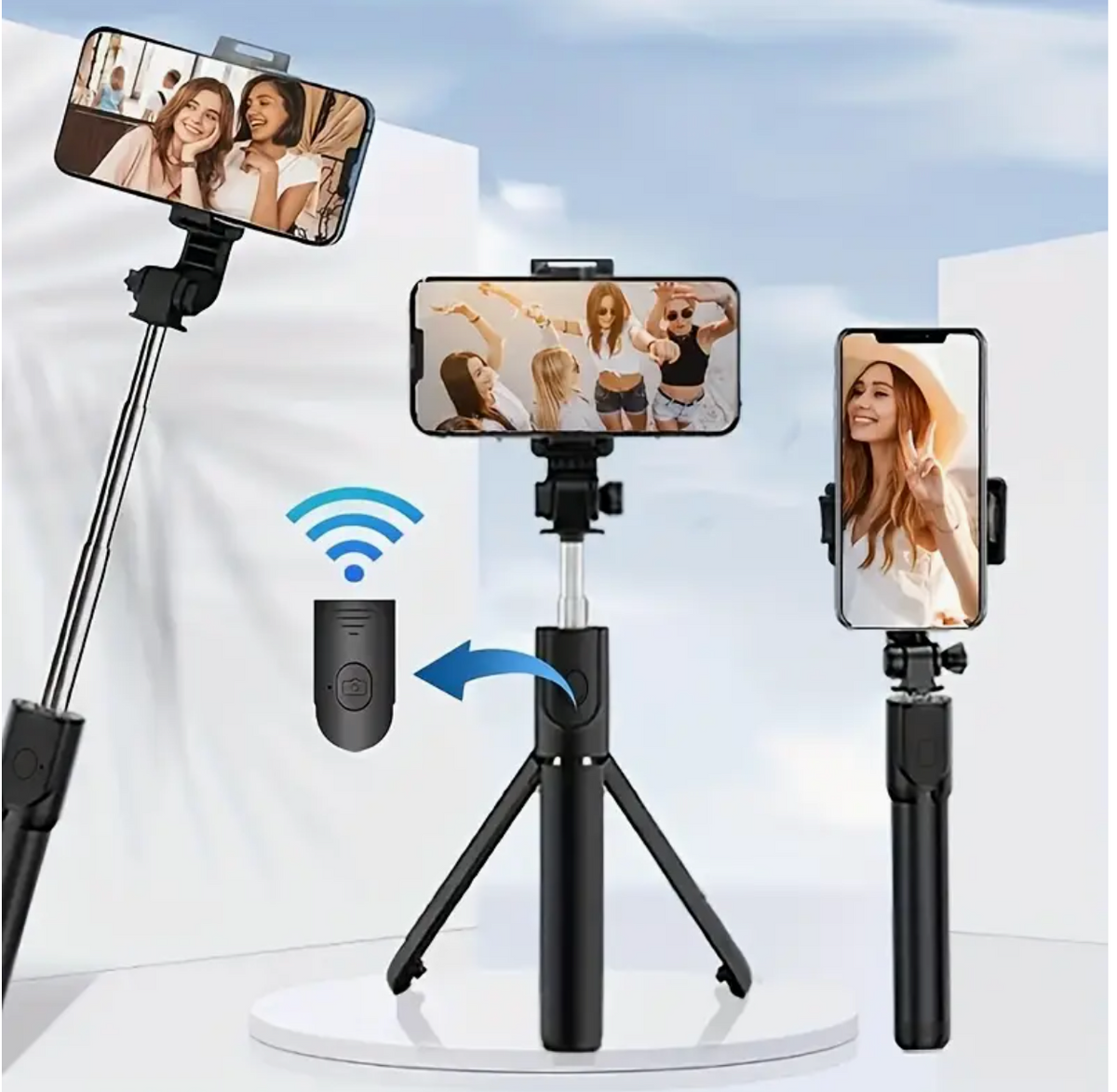 Foldable Selfie Pole with Tripod Stand – 360° Rotation, Anti-Shake, Wireless Handheld Gimbal for Mobile Photography & Travel