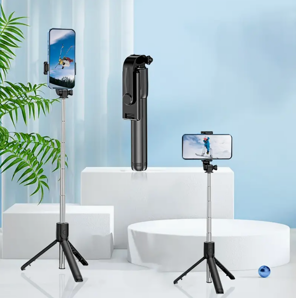 Foldable Selfie Pole with Tripod Stand – 360° Rotation, Anti-Shake, Wireless Handheld Gimbal for Mobile Photography & Travel