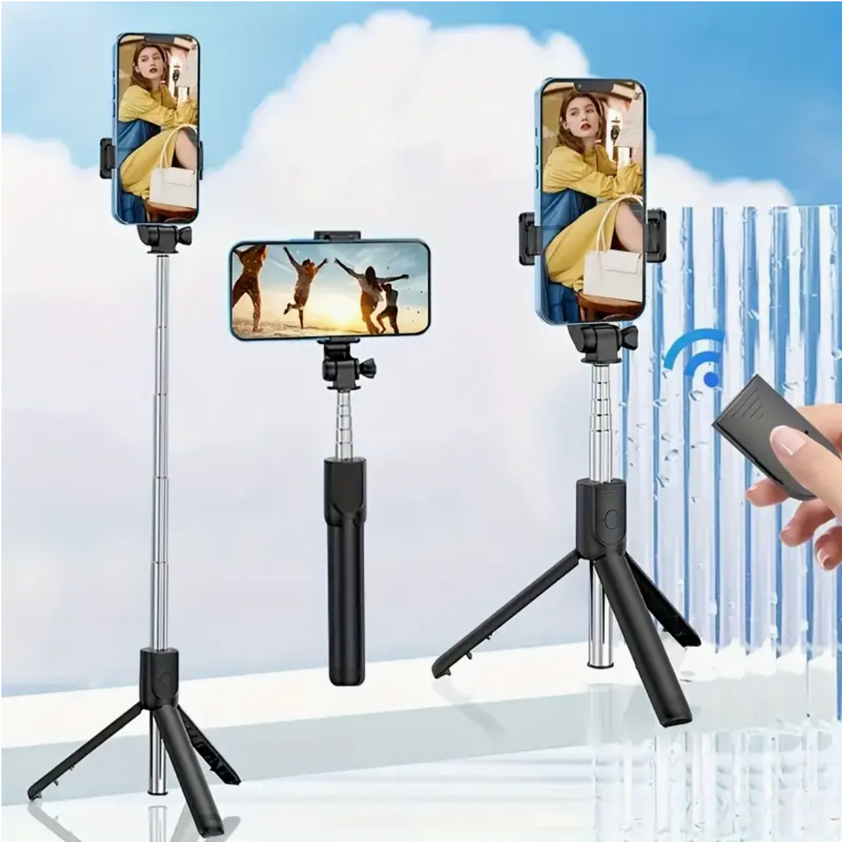 Foldable Selfie Pole with Tripod Stand – 360° Rotation, Anti-Shake, Wireless Handheld Gimbal for Mobile Photography & Travel