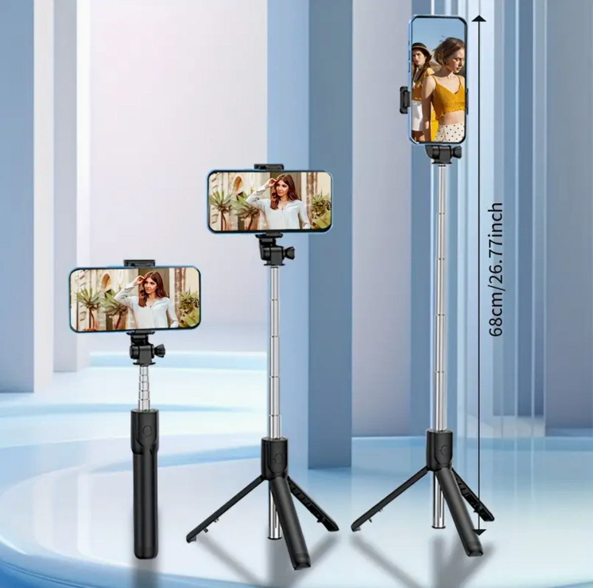 Foldable Selfie Pole with Tripod Stand – 360° Rotation, Anti-Shake, Wireless Handheld Gimbal for Mobile Photography & Travel