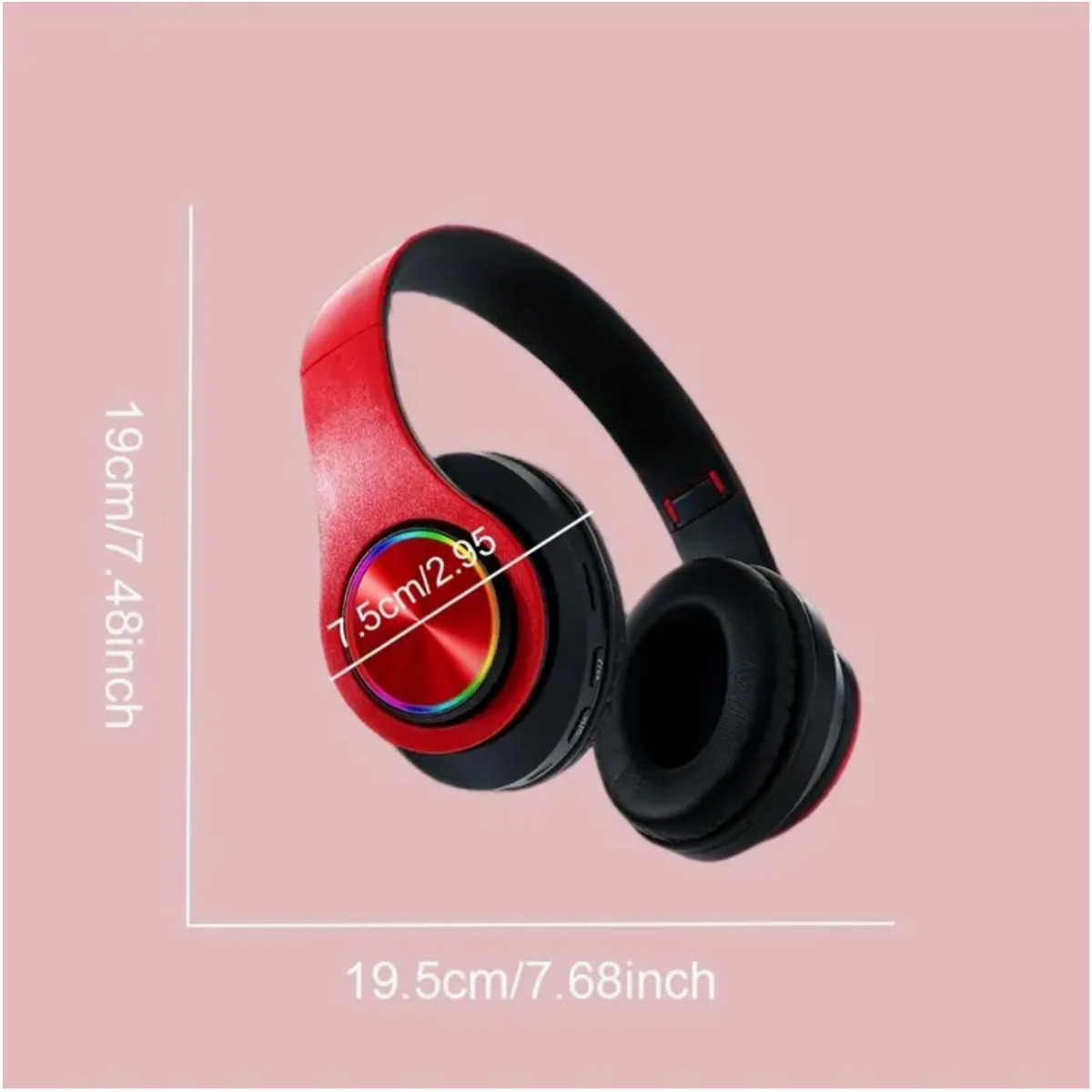 Black Wireless Noise-Canceling Headphones – Foldable Design, USB-C Charging, High-Quality Sound, Red/Black Gaming & Streaming Headset