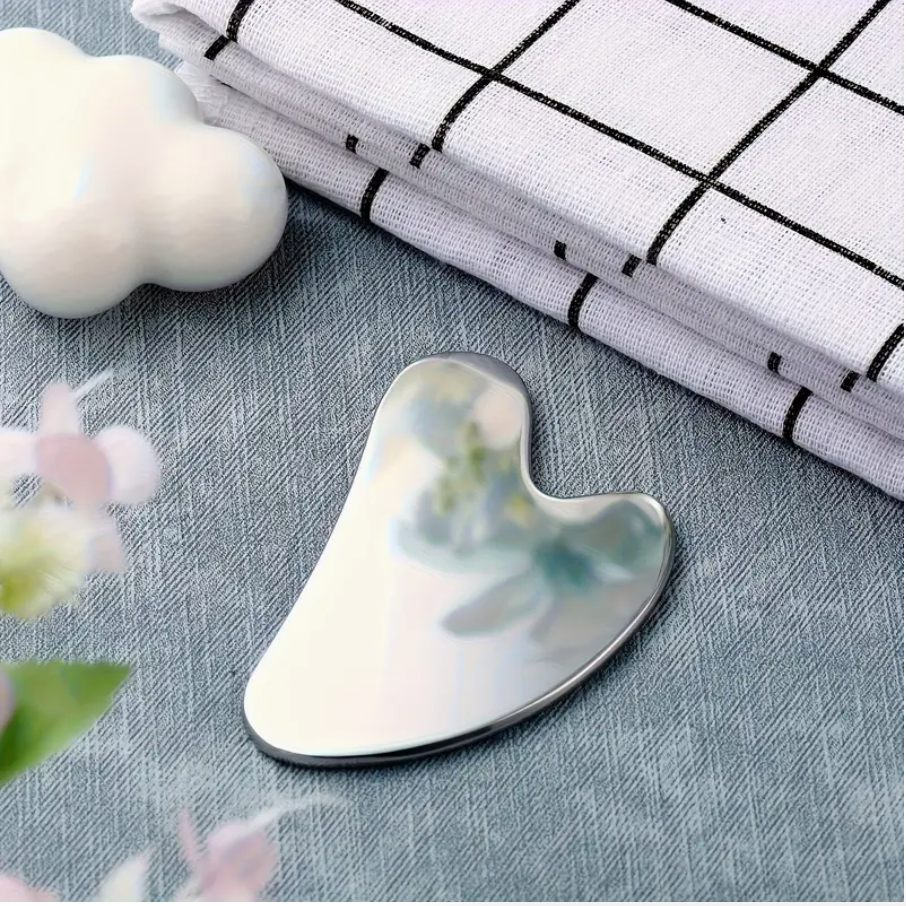 Stainless Steel Gua Sha Facial Tool with Double-Head Blackhead Remover – Professional Metal Face Massager for Face, Eyes & Neck | Durable, Hygienic, Sleek Design with Travel Bag