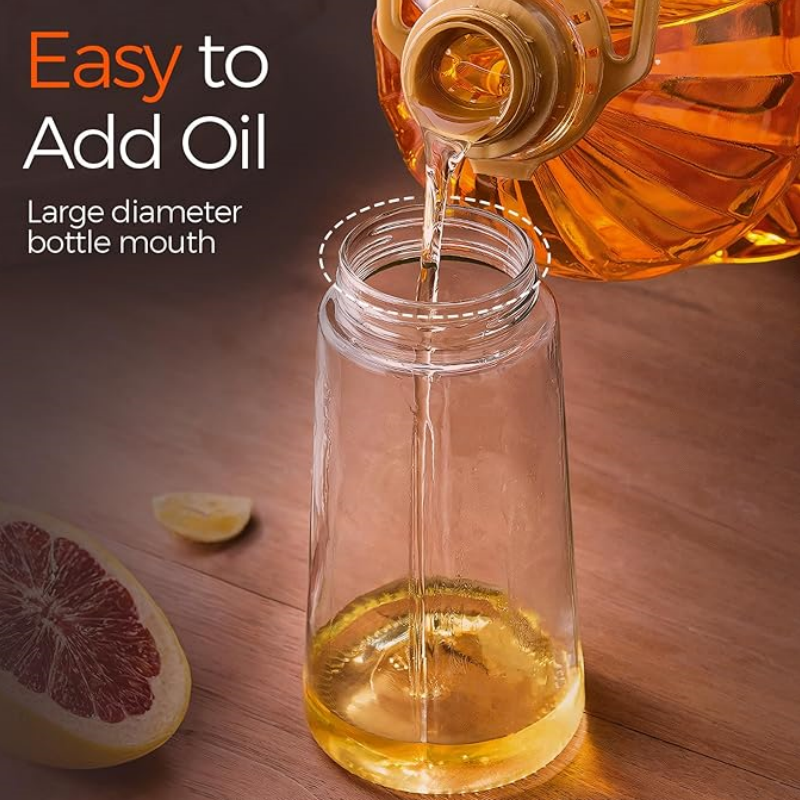 New Glass Spray Pour Dual-Use Oil Bottle – Large Capacity One-Piece Press Sprayer for Kitchen Cooking