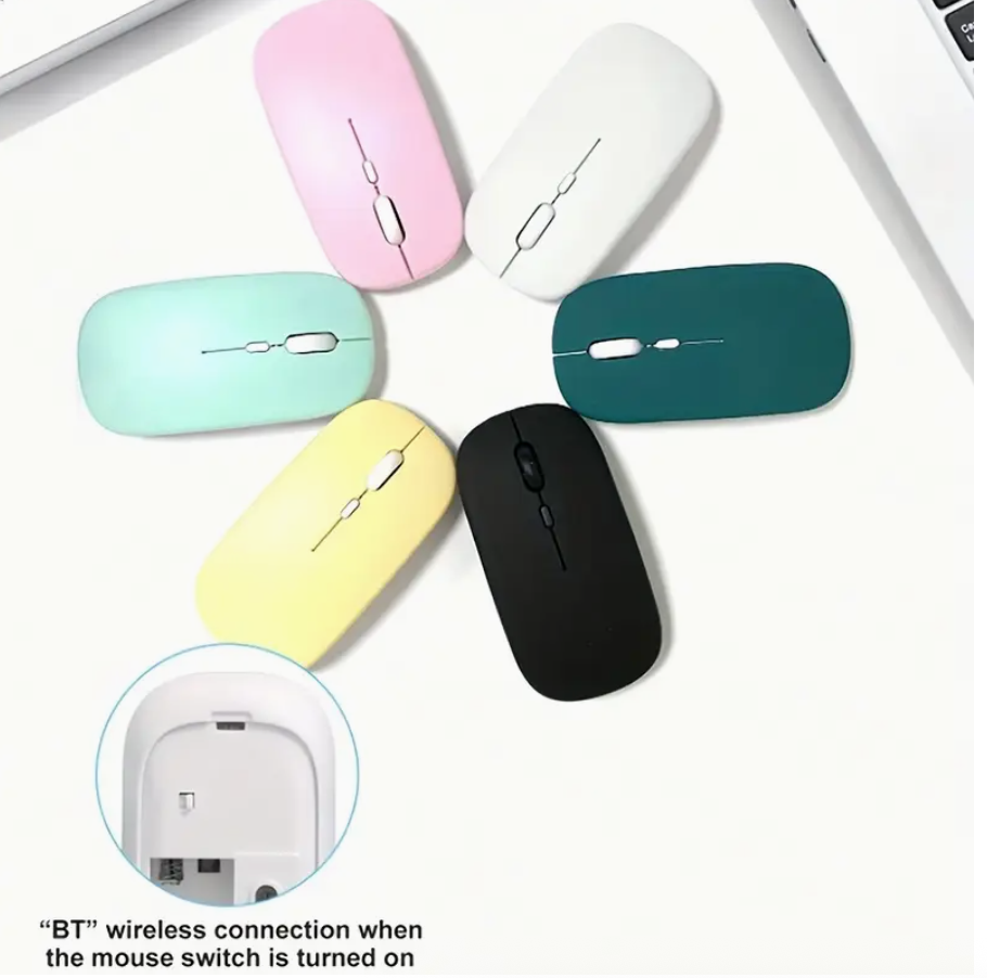 Mini Wireless Mouse – Ultra-Thin, Silent Click, Battery-Powered | Compatible with iPad, Laptop & Desktop | Macaron Colors
