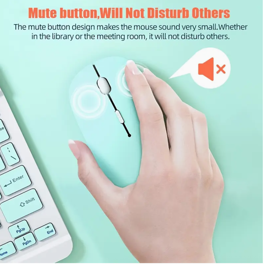 Mini Wireless Mouse – Ultra-Thin, Silent Click, Battery-Powered | Compatible with iPad, Laptop & Desktop | Macaron Colors