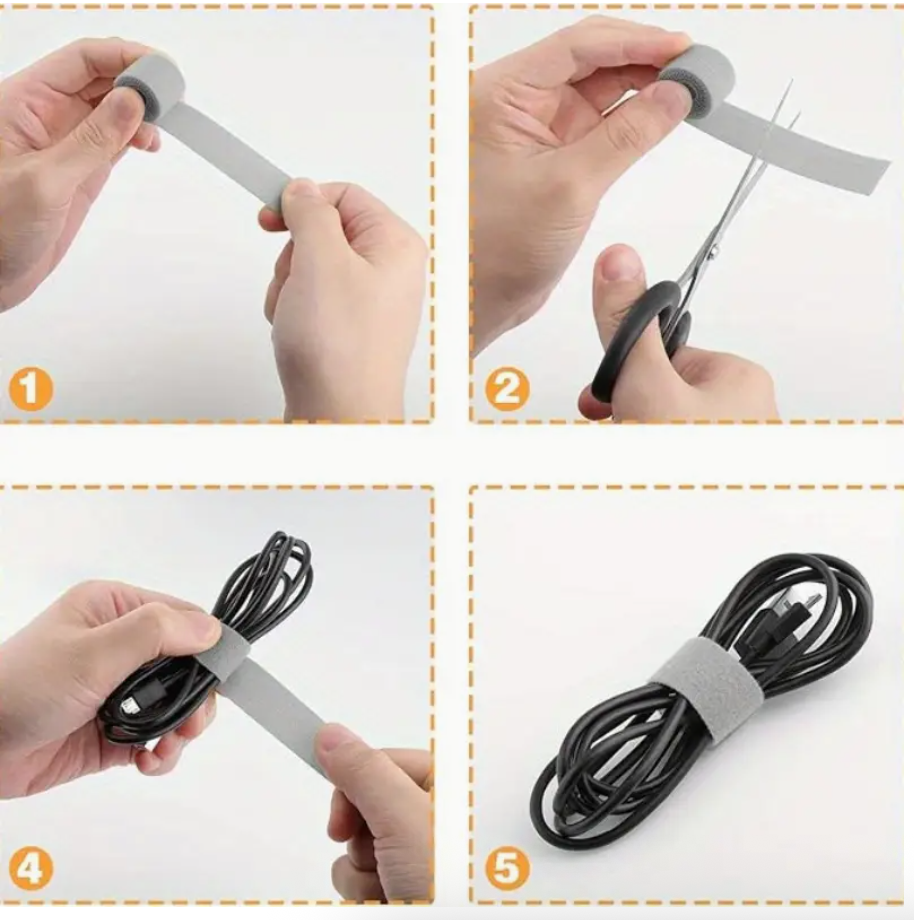 1 Roll Easy-to-Use Quick Fixing Tape – Multifunctional Cable Management & Wire Wrapping Organizer | Ideal for Computer, TV, Home & Office Cabling | Fastening Strap