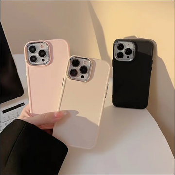 Solid Color Soft Silicone Cover with Electroplated Frame Sleek and stylish, this premium case