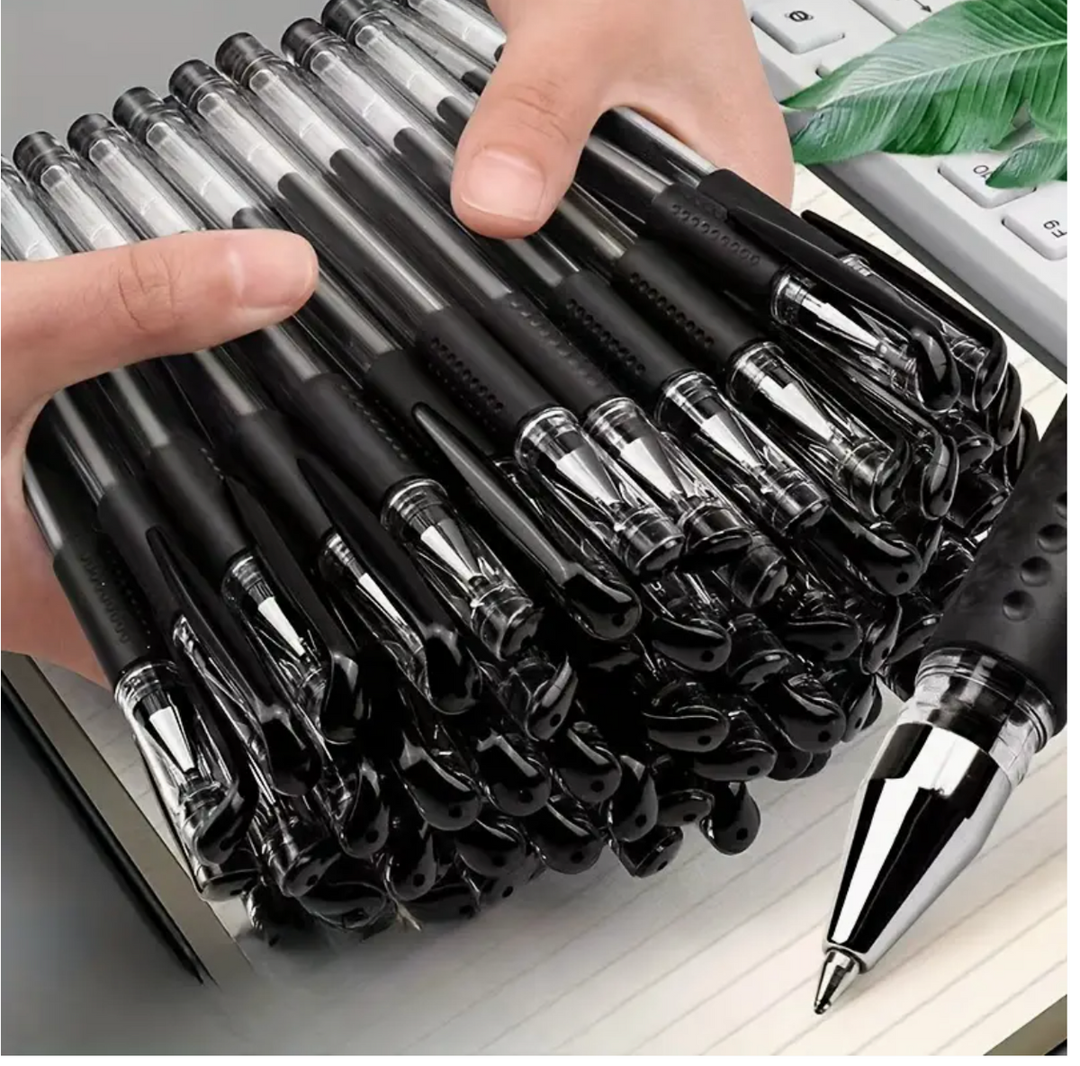 10 pcs Neutral Ballpoint Pen Set – 0.5mm Fine Tip | Black Office Pens for Students & Professionals | Lightweight, Smooth Writing, Reliable Multipack Study & Office Pens