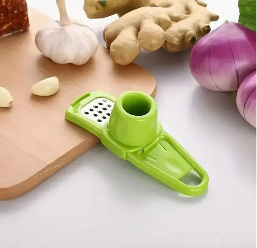 Manual Garlic Press & Grinder – Durable Plastic, Easy-to-Use Multi-Functional Garlic Chopper & Crusher for Home Cooking