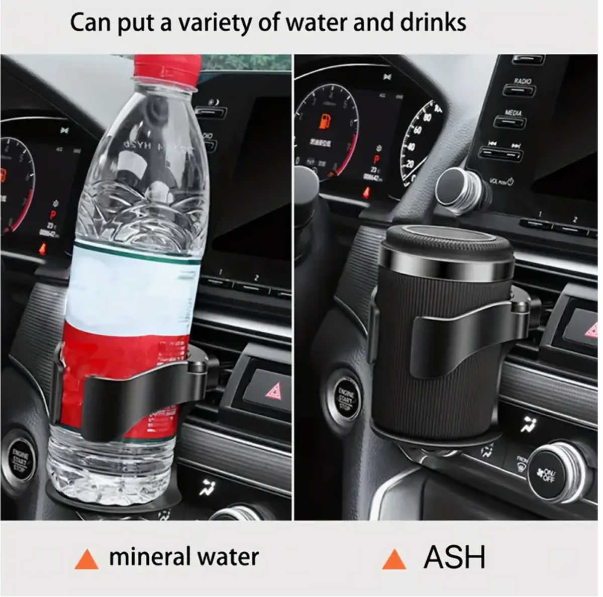 Adjustable PVC Car Cup Holder – Secure Grip with Sponge Pad Base | Fits Water Bottles & Cans | Easy Installation