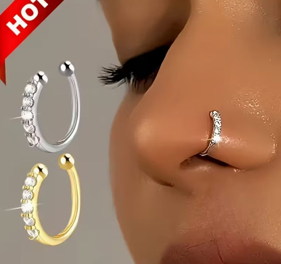 Artificial Non-Perforated Nose Ring – Hypoallergenic, Nickel-Free  Bohemian • K-Pop • Hip-Hop Style | No Piercing Required | Allergy-Safe Nose Jewelry for Women