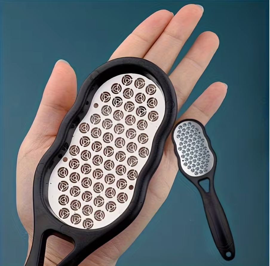 Stainless Steel Foot File Sander  Anti-Splash Design • Comfortable Handle • Rust-Proof & Durable • Removes Dead Skin & Calluses • Home SPA & Pedicure Essential