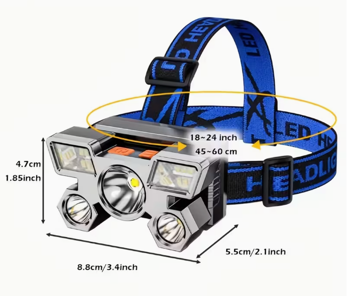 USB Rechargeable Portable Headlamp – 5-LED Bright Headlight for Outdoor & Work Use