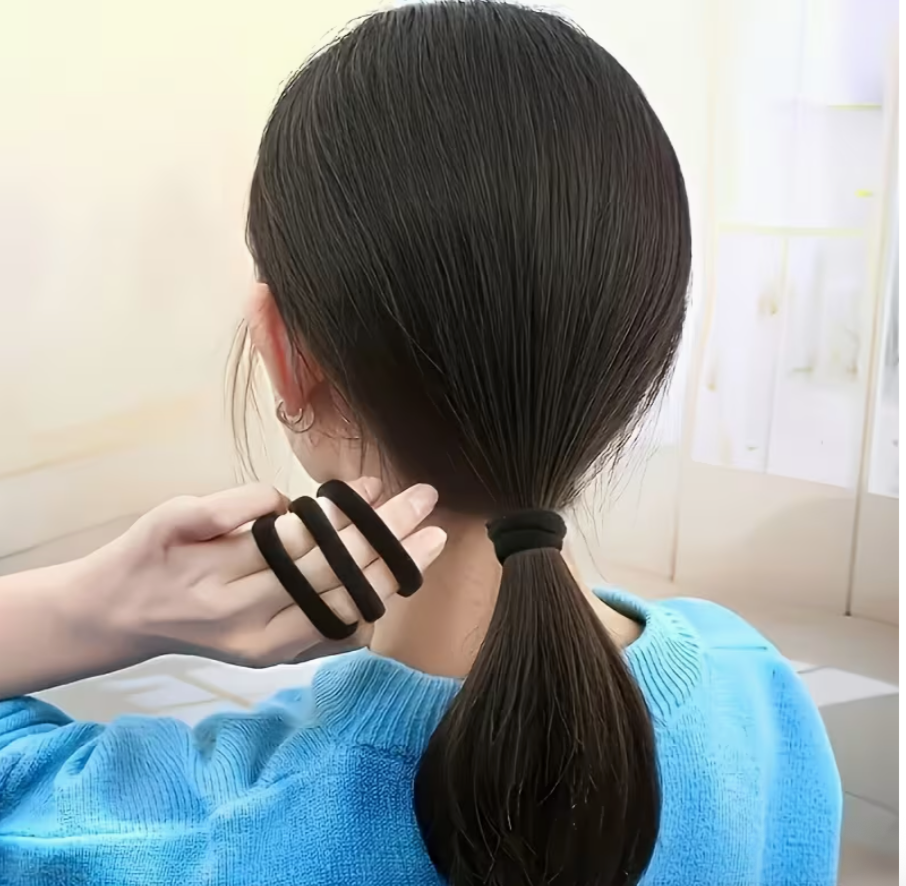 10PCS Black Hair Ties Set – High Elasticity Minimalist Hair Bands for Women