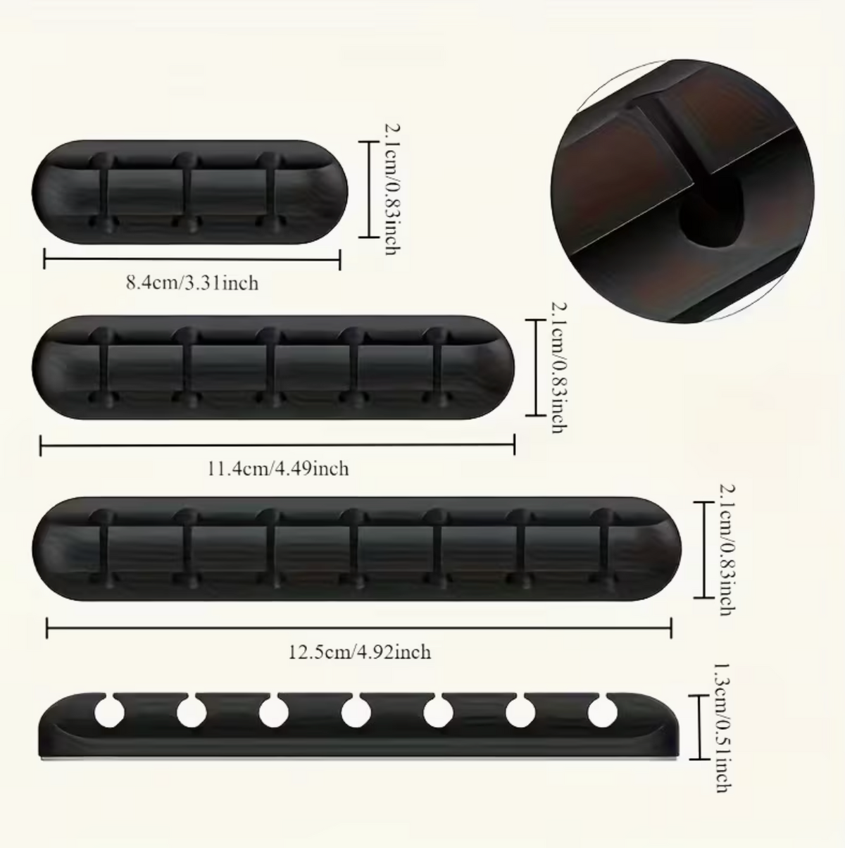 5 Hole Cable Organizer with Synthetic Gemstones – 5-Hole USB Cord Management Box with Clips | Desk, Car, Home & Office Cable Storage
