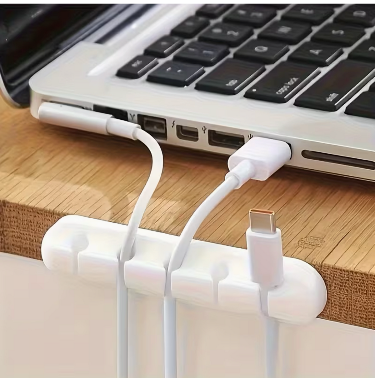 5 Hole Cable Organizer with Synthetic Gemstones – 5-Hole USB Cord Management Box with Clips | Desk, Car, Home & Office Cable Storage