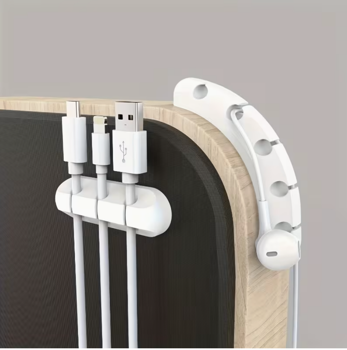 5 Hole Cable Organizer with Synthetic Gemstones – 5-Hole USB Cord Management Box with Clips | Desk, Car, Home & Office Cable Storage