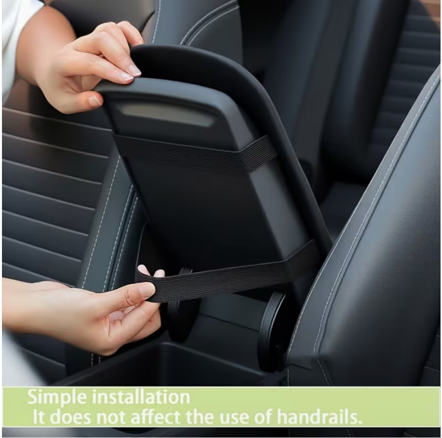 Universal Car Armrest Pad – Center Console Riser Cushion (Black, 1pc)