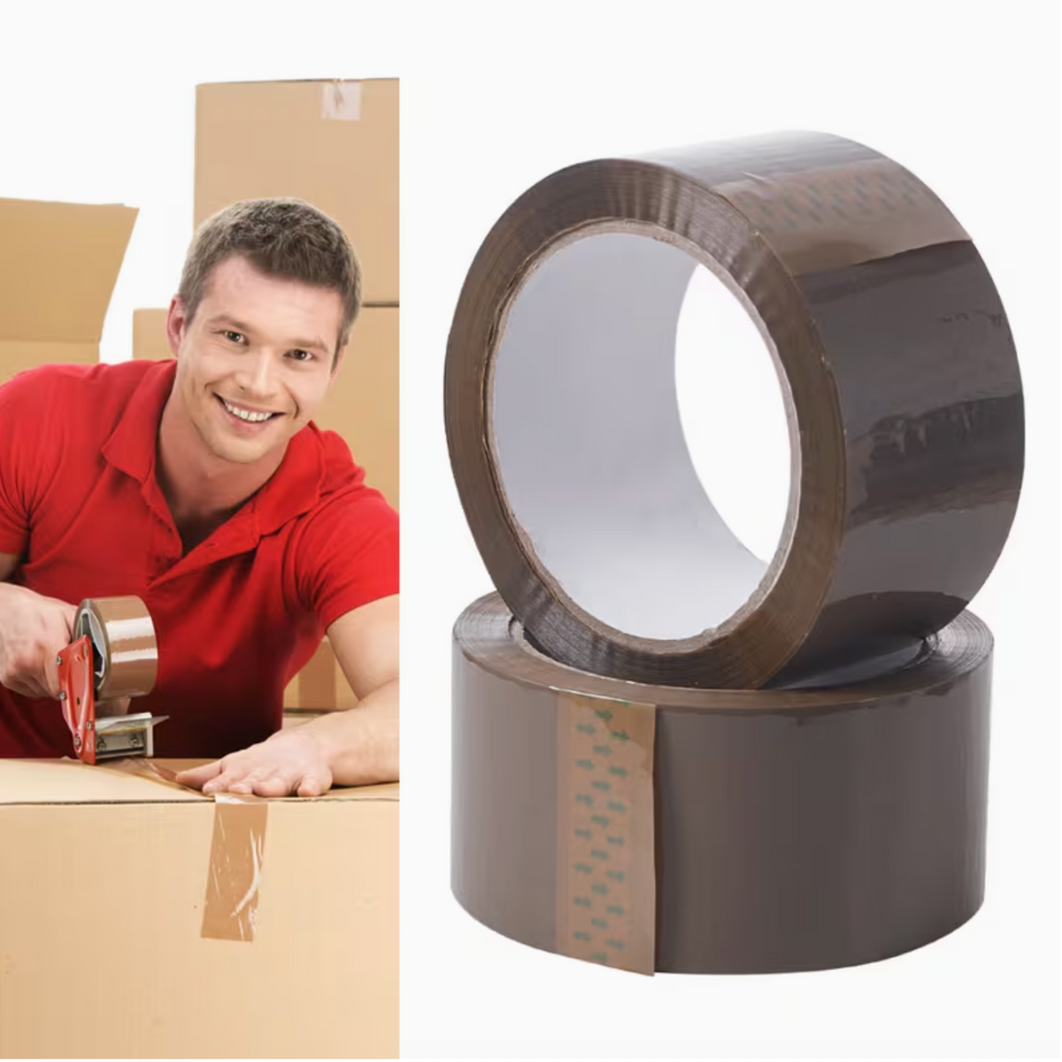 Super Strong Brown Packaging Tape Roll 5cm x 60m x 52um – Heavy Duty Adhesive Carton Sealing Tape for Boxes, Moving, Shipping & Daily Packaging