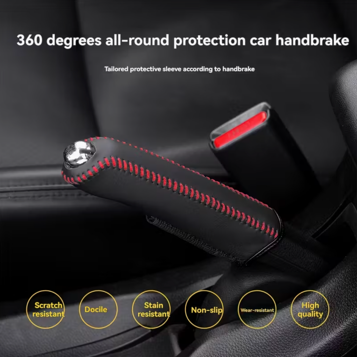 Faux Leather Handbrake Cover | Anti-Slip, Hand-Sewn, Faux Leather Gear Lever Cover