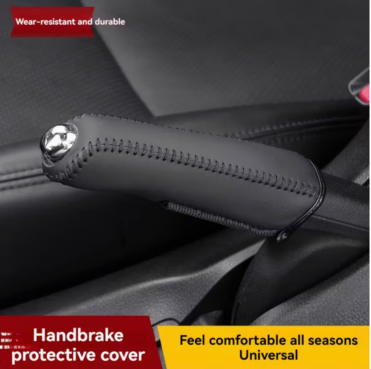 Faux Leather Handbrake Cover | Anti-Slip, Hand-Sewn, Faux Leather Gear Lever Cover