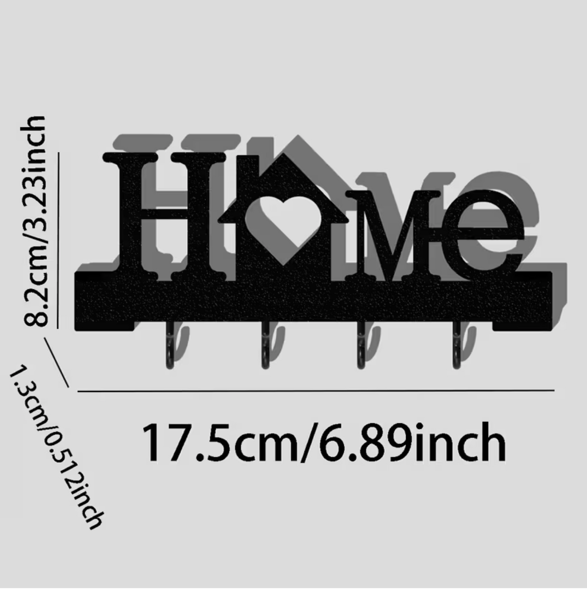 Home Love Shaped Keychain Wall-Mounted Entry Organizer with Hooks, Includes Transparent Nano Double-Sided Tape, No Drilling Required, Finely Designed, Suitable for Home Decoration in The Living Room