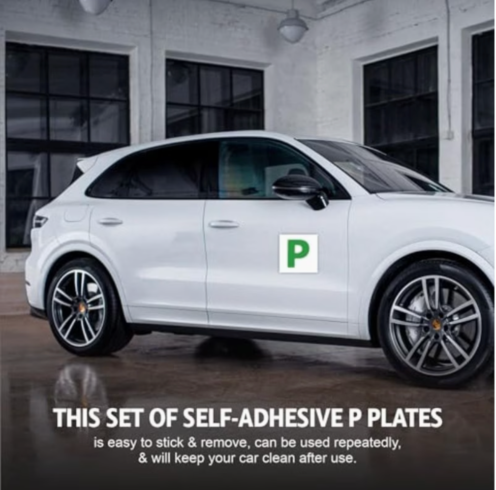 2 Pack Magnetic L & P Plates | 2 Red ‘L' or 2 Green ‘P' Signs for Learner & New Drivers | Strong Magnetic Hold, Weather-Resistant Material | Easy Fit Removable Plates for Cars & Motorcycles