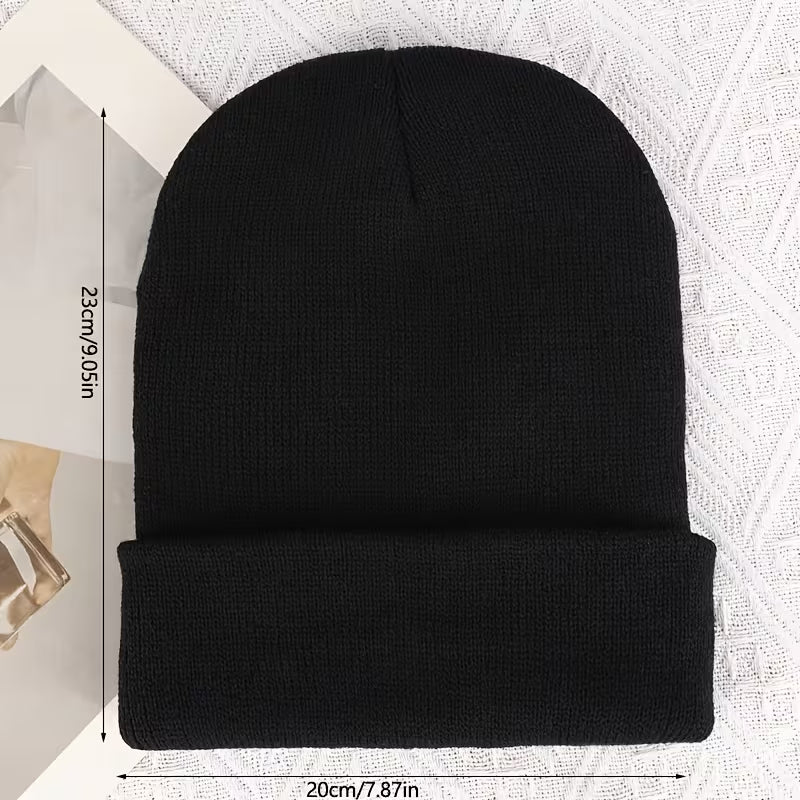 Men's Winter Beanie Hat Solid Colour Warm Knit Windproof Outdoor Casual Cap