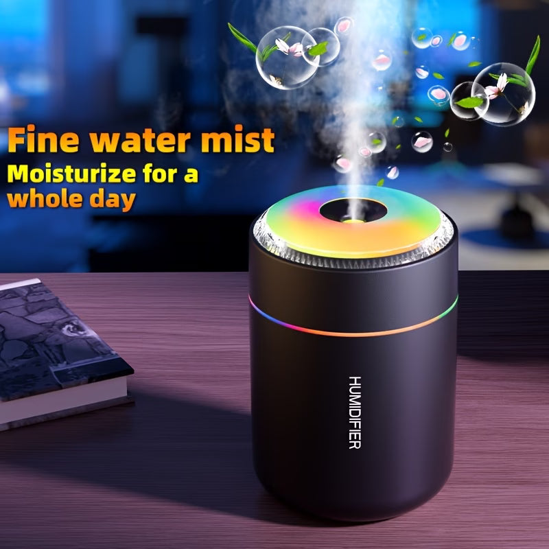 Mini Humidifier with 7-Colour Ambient Light – Quiet Portable Mist Humidifier for Home, Office & Car