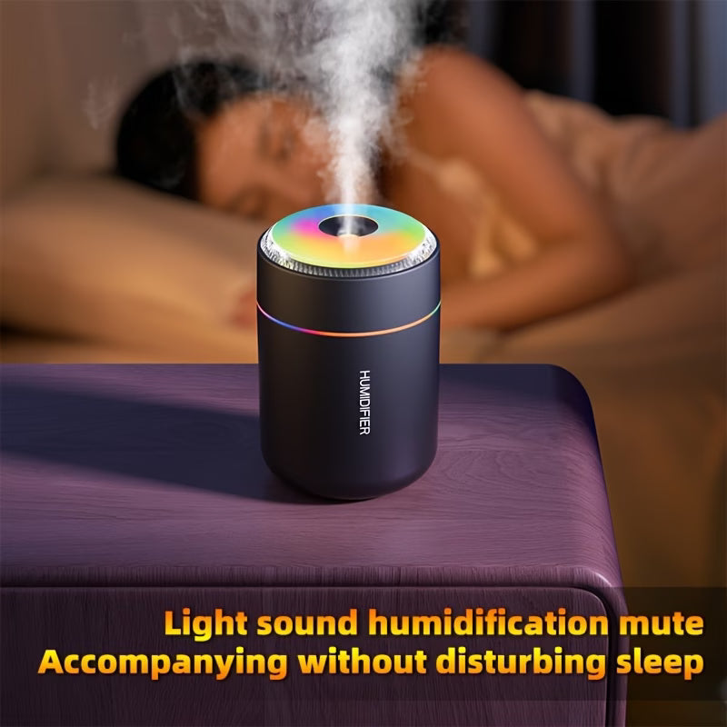 Mini Humidifier with 7-Colour Ambient Light – Quiet Portable Mist Humidifier for Home, Office & Car