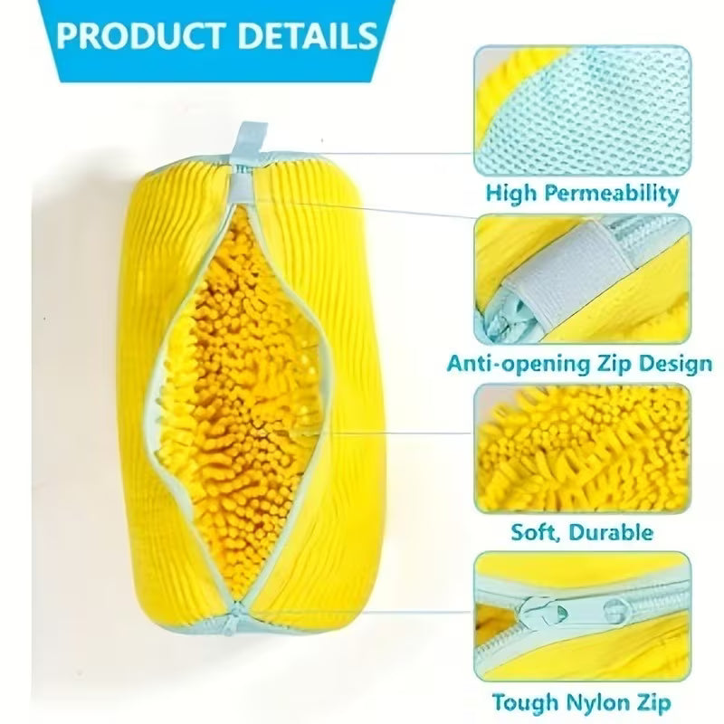 Shoe Washing Bag for Washing Machine – Reusable Protective Sneaker Laundry Bag with Fluffy Fibre Interior