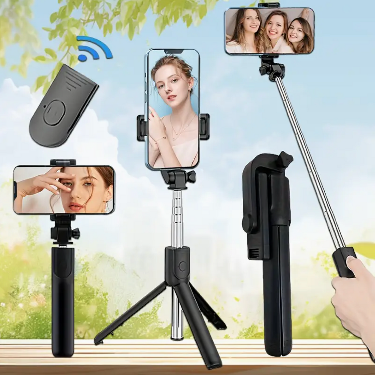 Foldable Selfie Pole with Tripod Stand – 360° Rotation, Anti-Shake, Wireless Handheld Gimbal for Mobile Photography & Travel