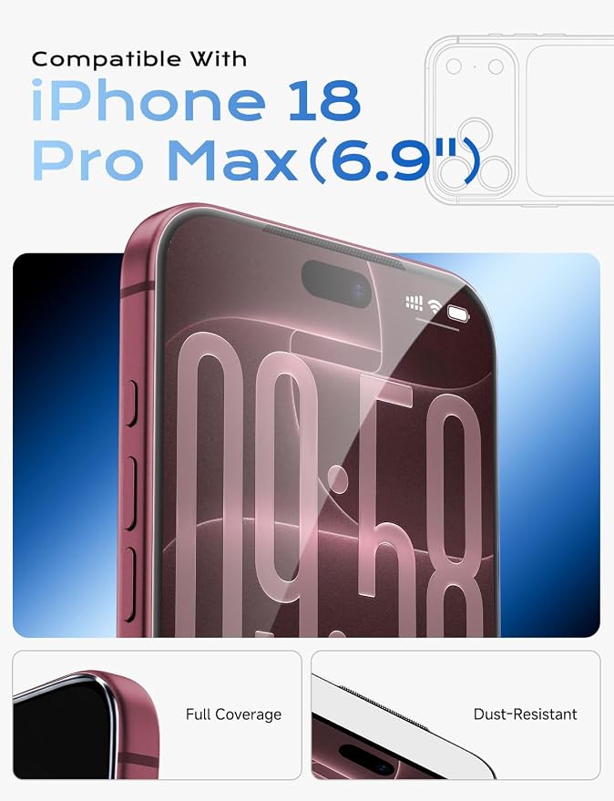 Tempered Glass Screen Protector for iPhone 18 Pro / 18 Pro Max Clear