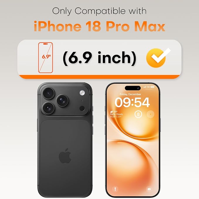 Tempered Glass Screen Protector for iPhone 18 Pro / 18 Pro Max Clear