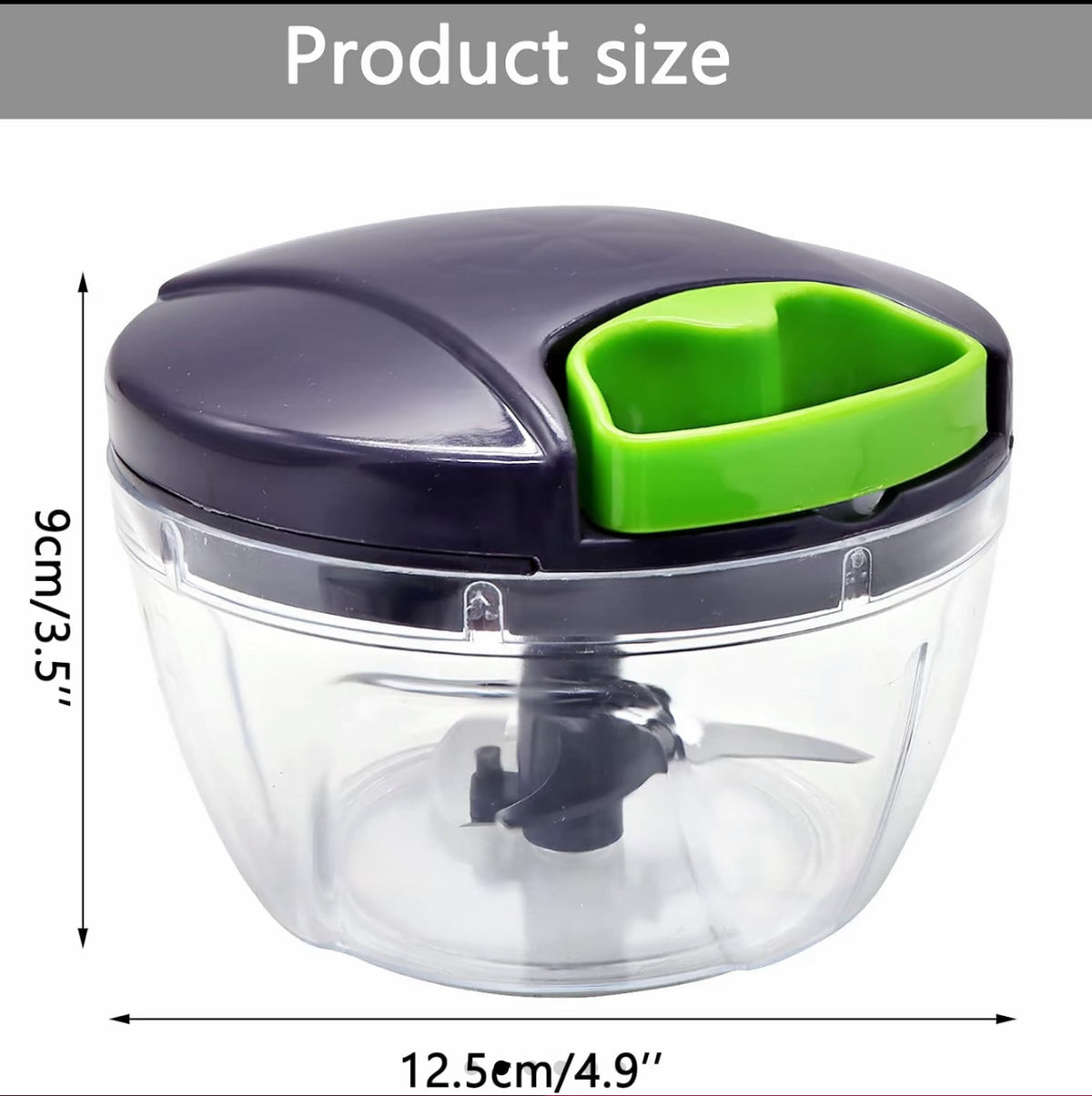 The Manual Food Chopper | Quick and Efficient | Great for Kitchen Use | Manual Food Processor | Features: Pull Rope Mechanism, 3 Blades, 520ml Capacity Fruit Plastic Stainless Steel Utensils Reuse | Great for Ramadan, Eid & Mothers Day Gifting
