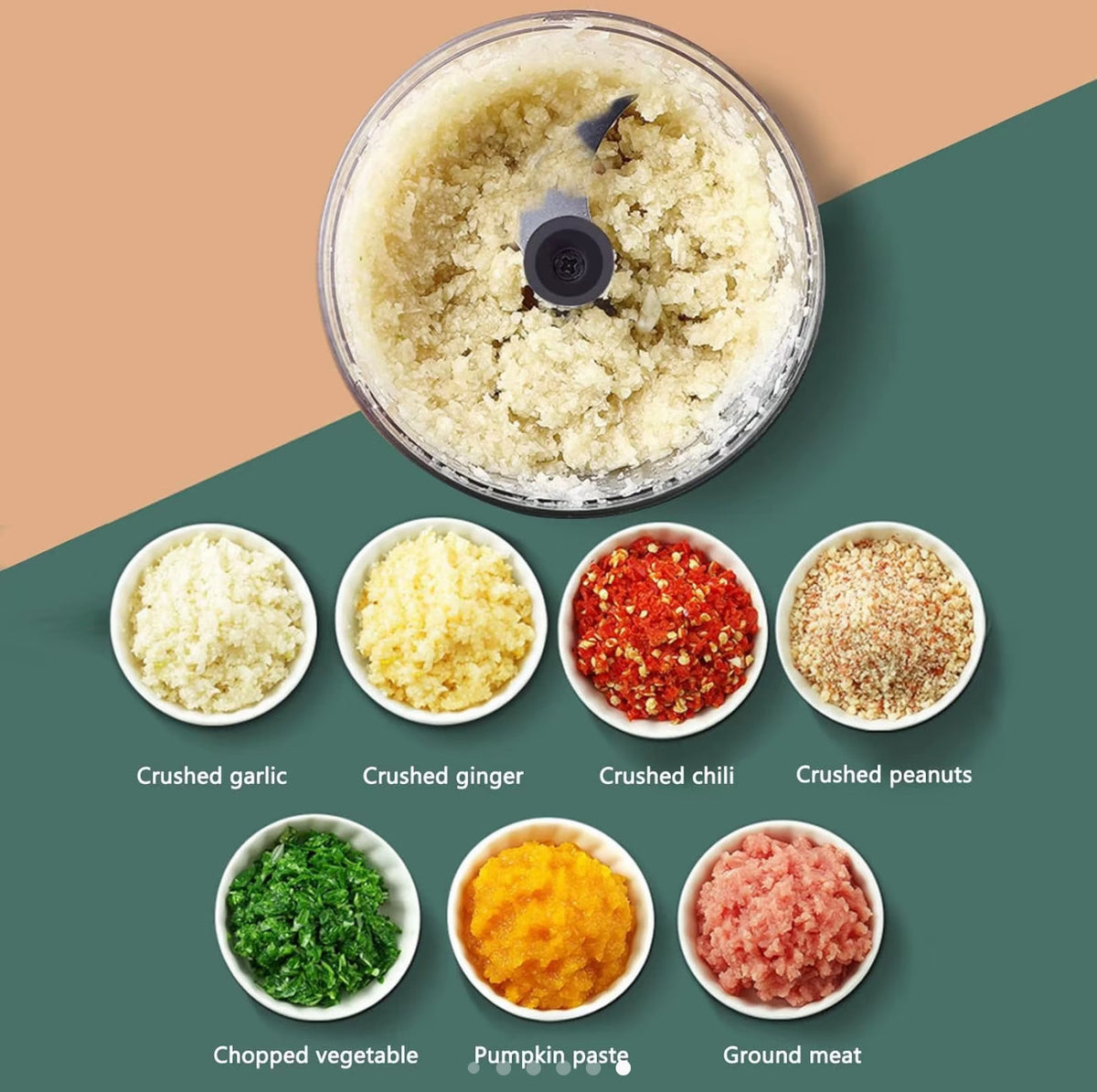 The Manual Food Chopper | Quick and Efficient | Great for Kitchen Use | Manual Food Processor | Features: Pull Rope Mechanism, 3 Blades, 520ml Capacity Fruit Plastic Stainless Steel Utensils Reuse | Great for Ramadan, Eid & Mothers Day Gifting