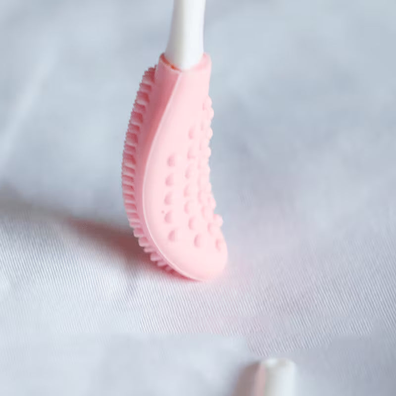 2-Pack Pet Toothbrush Set – Silicone Bristles, Curved Long Handle for Dogs & Cats