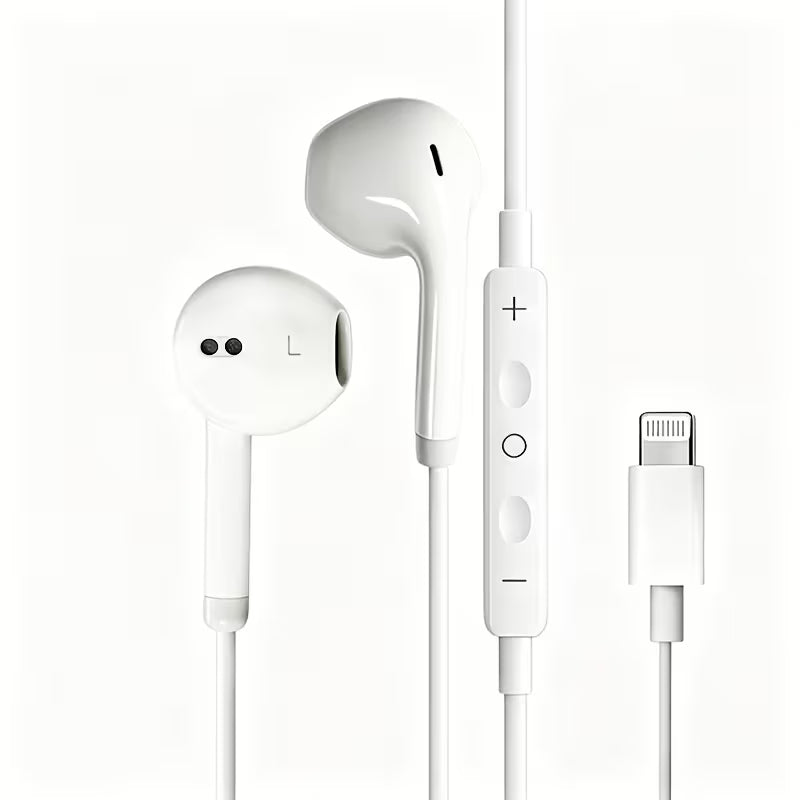 Lightning Wired Earbuds – In-Ear Earphones with HD Microphone & Volume Control