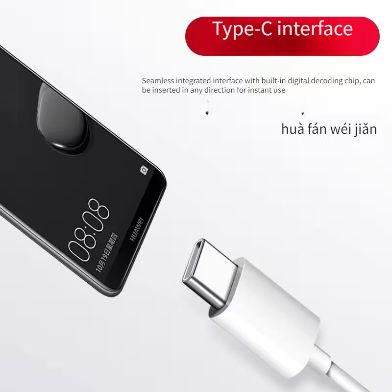 Type-C Wired Earphones – In-Ear Headphones with Buttons & Built-In Microphone