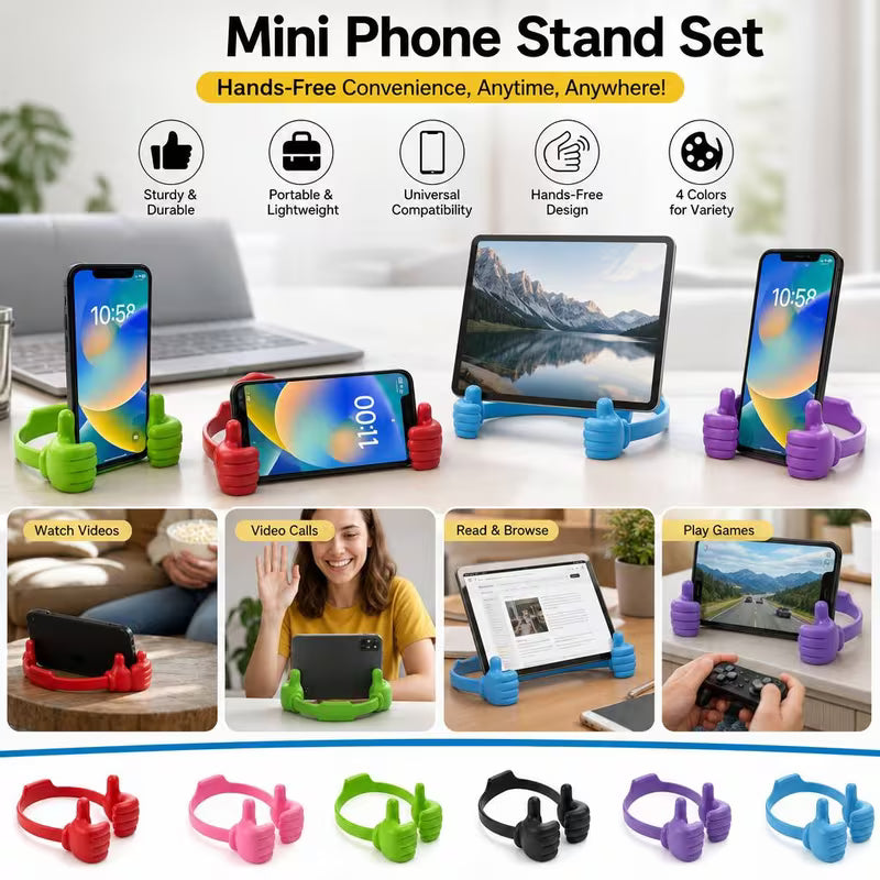 Creative Thumb Phone Holder – Bendable Lazy Stand, Portable Phone & Tablet Support