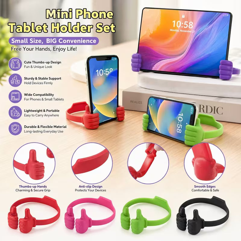 Creative Thumb Phone Holder – Bendable Lazy Stand, Portable Phone & Tablet Support