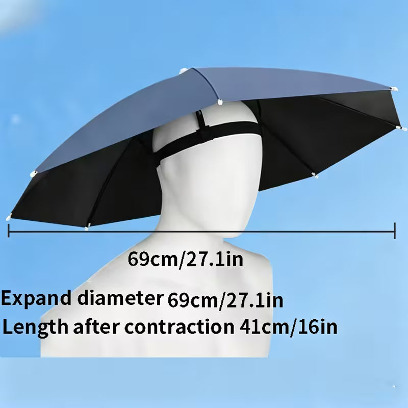 Hands-Free Outdoor Sun Umbrella – Foldable Head-Worn Shade Umbrella for Outdoor Work